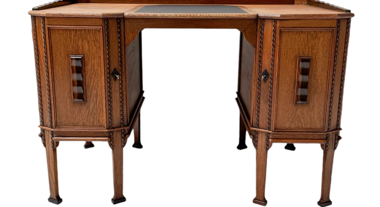 Art Deco Amsterdamse School Oak Pedestal Desk, 1920s